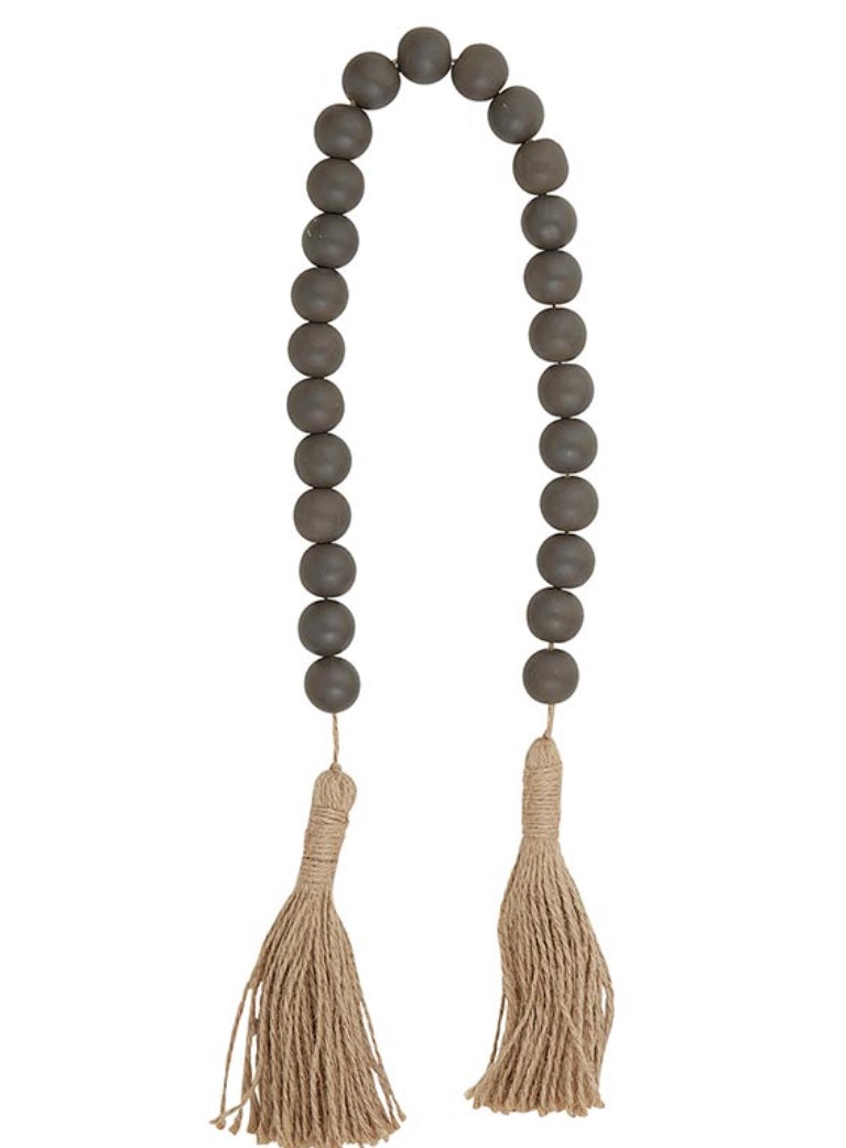 Charcoal Wood Beads with Tassle